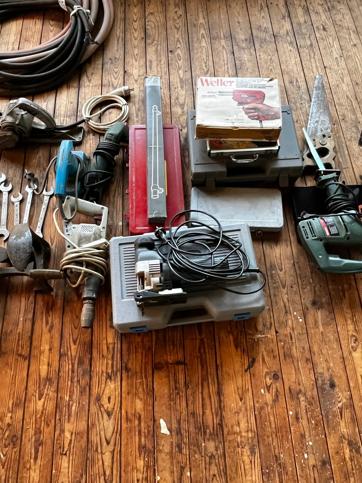 Sortering elec en hand gereedschap+allu 4 delige vouwladder, Ophalen of Verzenden, Gebruikt