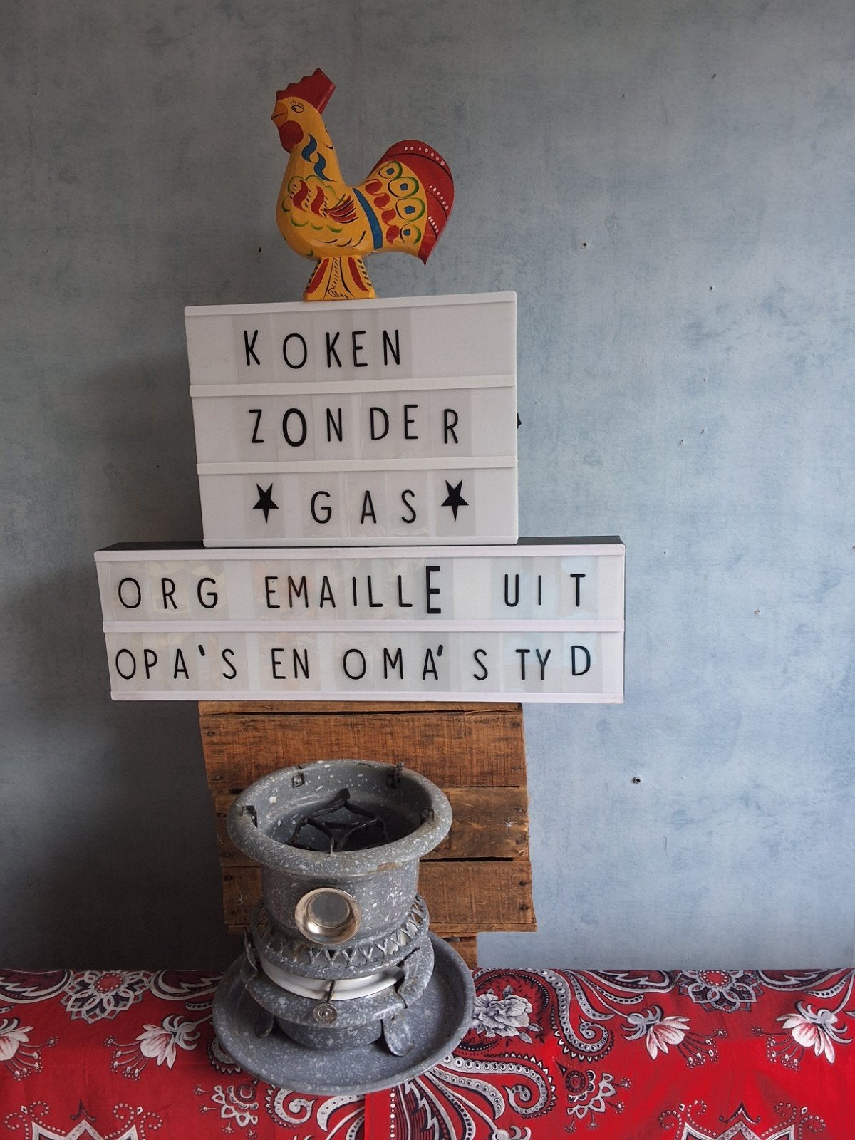 👌Grijsgewolkt HALLER met emaille lekblad  3 foto's, Ophalen of Verzenden