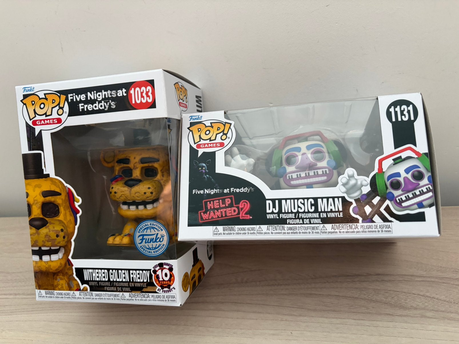 Funko Pop FNAF Withered Golden Freddy 1033 DJ Music Man 1131