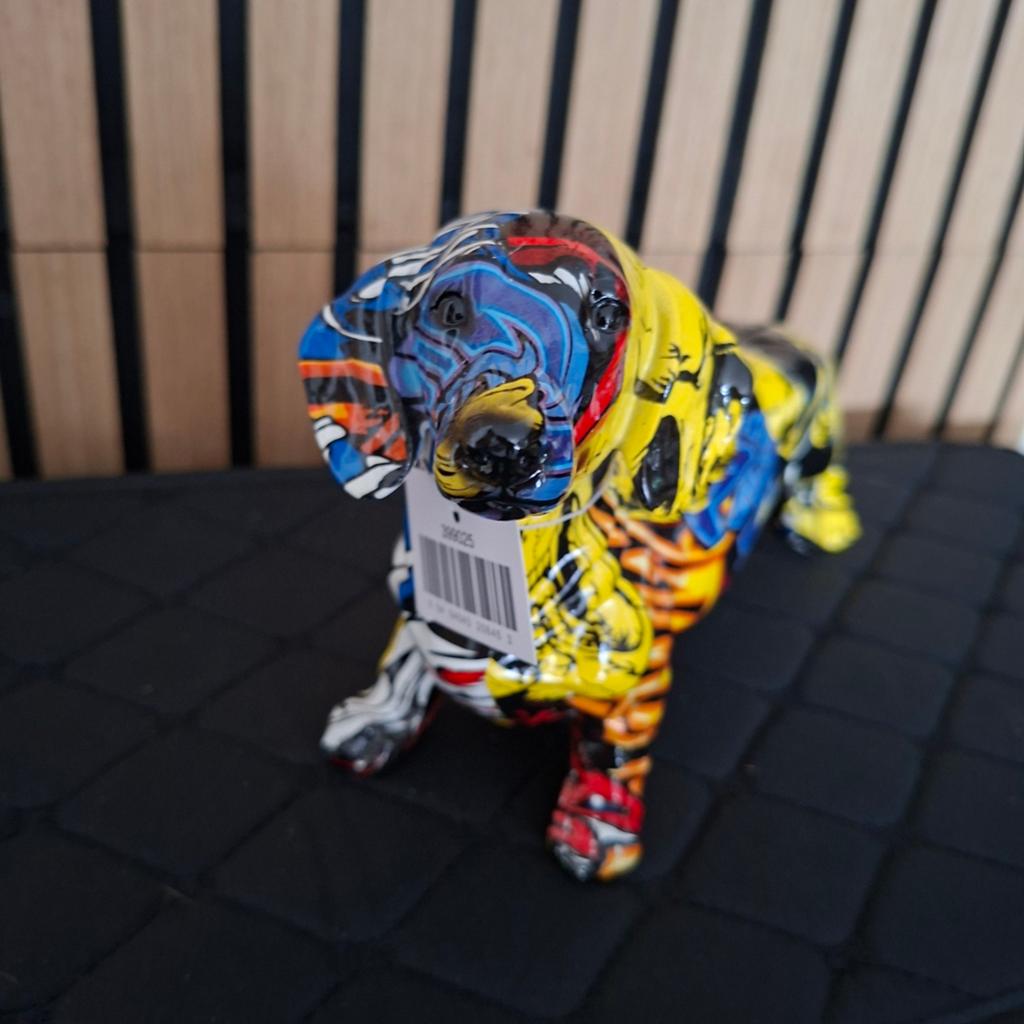 Teckel graffiti beeld, Tuin en Terras, Tuinbeelden, Nieuw, Kunststof, Ophalen