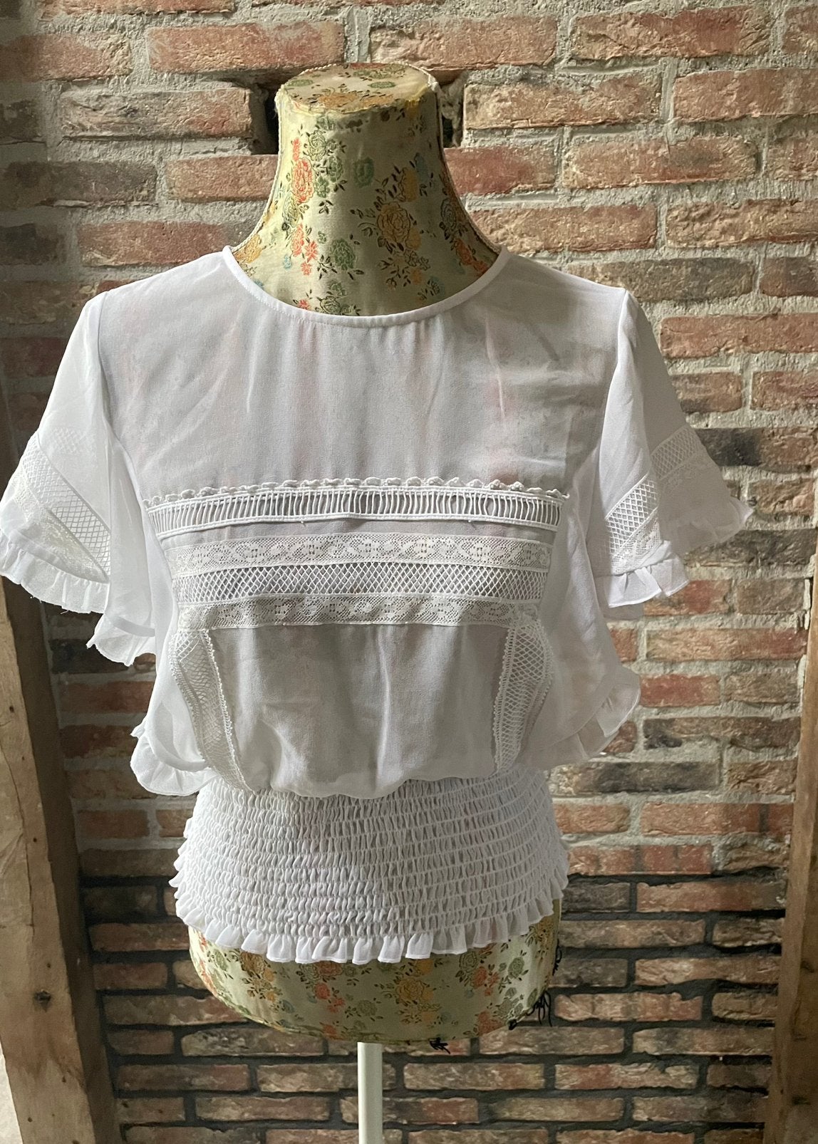 Tuniek blouse Nikkie, Wit, Ophalen of Verzenden, Zo goed als nieuw, Korte mouw