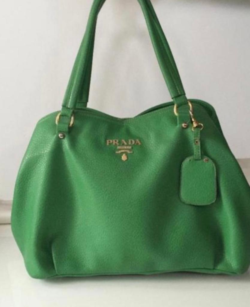 Groene leren prada tas, Ophalen of Verzenden, Zo goed als nieuw, Groen, Handtas