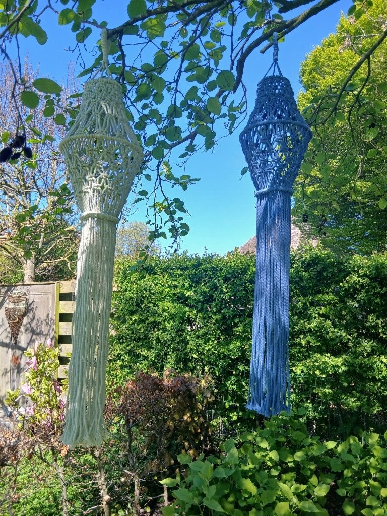 Macrame geknoopte tuinlamp, Minder dan 50 watt, Nieuw, Ophalen of Verzenden, Hanglamp
