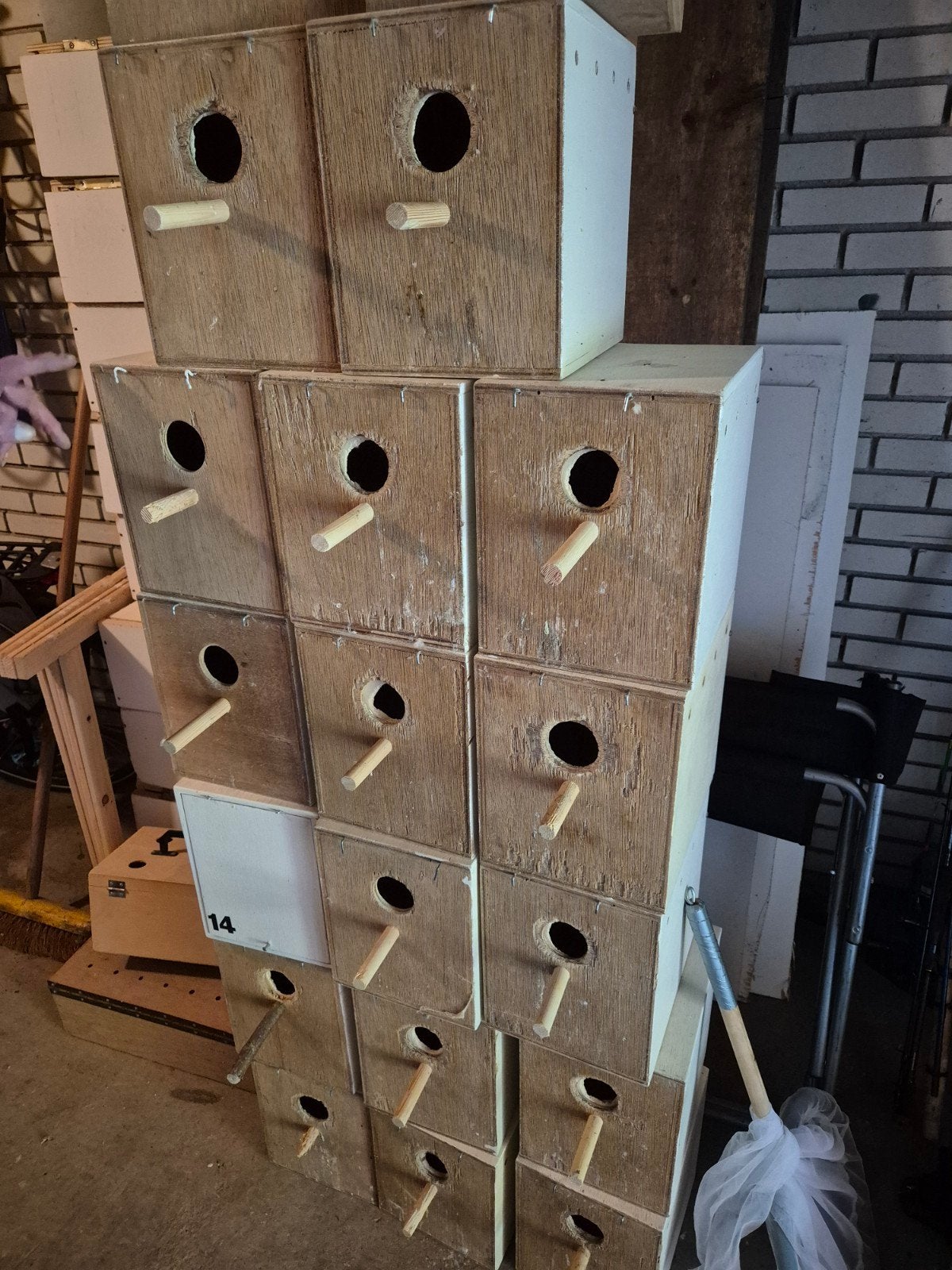 Gebruikte broedblokken voor kleine parkieten, Dieren en Toebehoren, Ophalen, Gebruikt, Hout, Broedkooi of Kweekkooi
