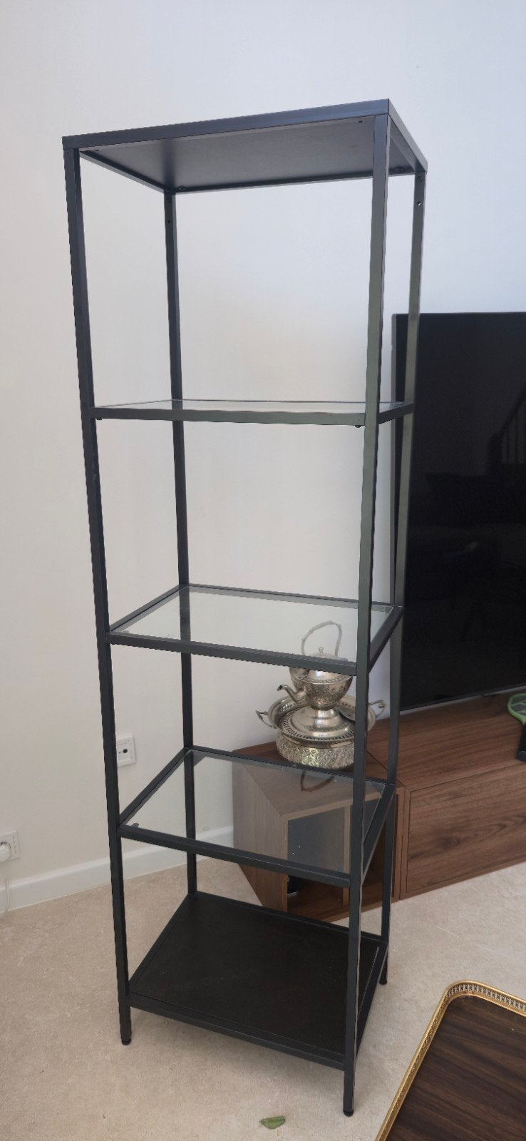 Gratis IKEA stellingkast van glas en metaal, Ophalen of Verzenden, Gebruikt