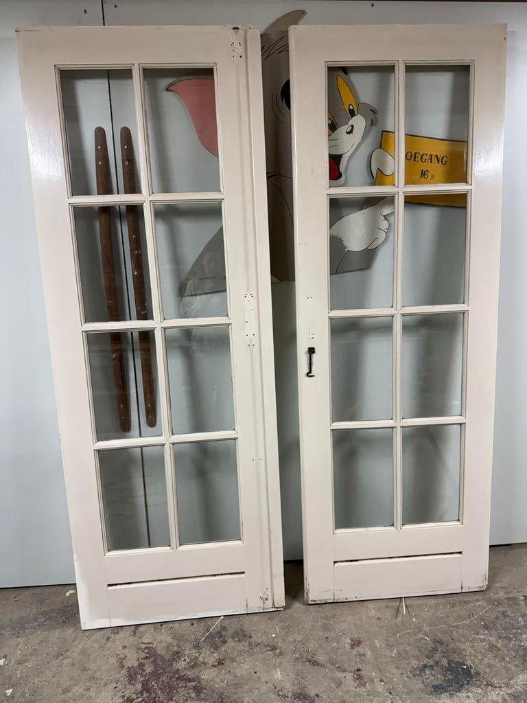 Set van 2 espagnolet deuren met glaspanelen, Ophalen, Gebruikt, Minder dan 80 cm, Binnendeur