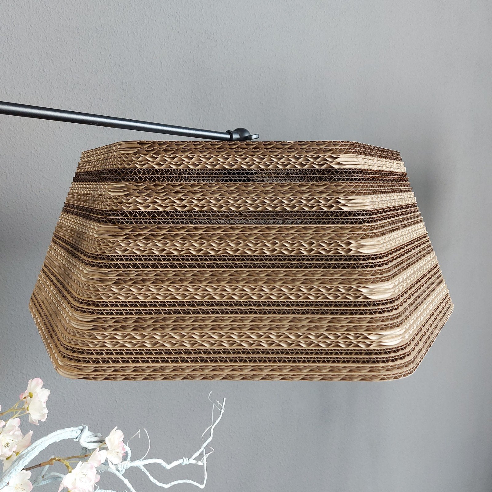 Kartonnen hanglamp hexagoon, Ophalen, Natuurlijk materiaal, E27 (groot), Zo goed als nieuw