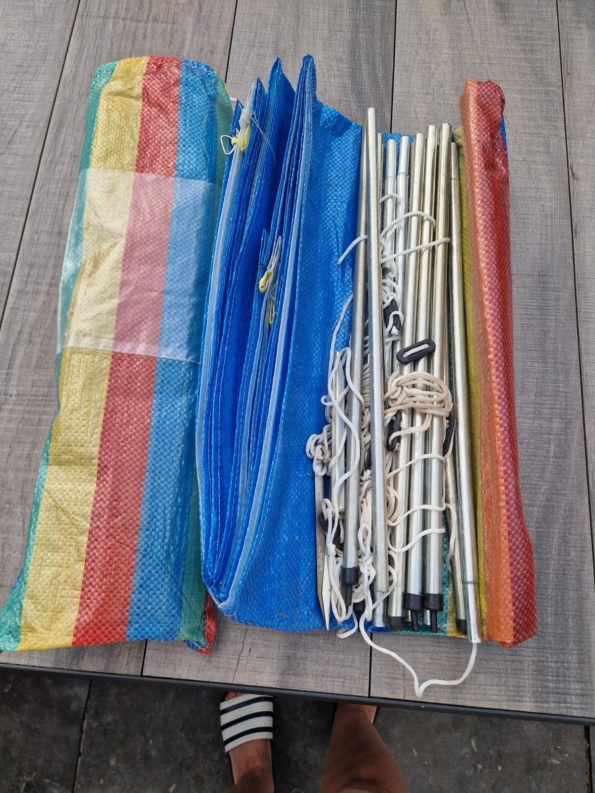 Meerkleurig Windscherm met Aluminium Stokken en Accessoires, Ophalen of Verzenden, Gebruikt