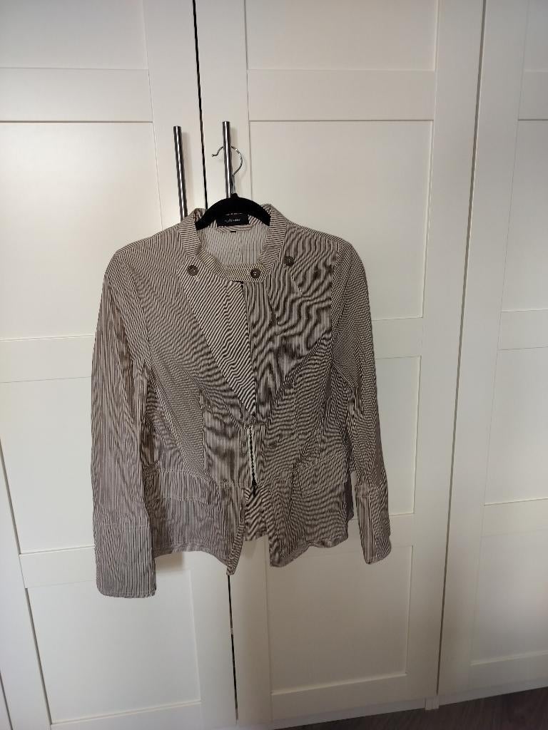 Claudia Sträter colbert blazer jasje streepjes maat 44, Kleding | Dames, Bruin, Maat 42/44 (L), Ophalen of Verzenden, Zo goed als nieuw