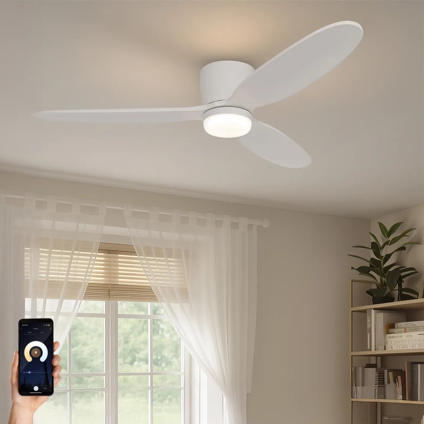 Techbrey plafondventilator met lamp en afstandsbediening, Witgoed en Apparatuur, Ventilatoren, Ophalen, Zo goed als nieuw, Plafondventilator