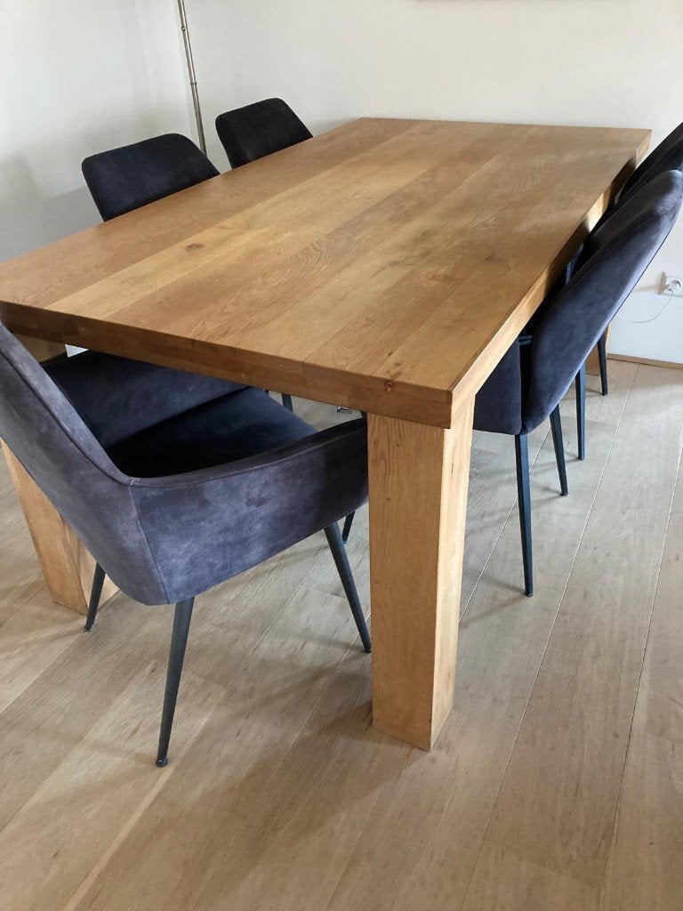 Massief licht Eiken eettafel,  Villa Arena, Huis en Inrichting, Ophalen, Rechthoekig, 200 cm of meer, 50 tot 100 cm