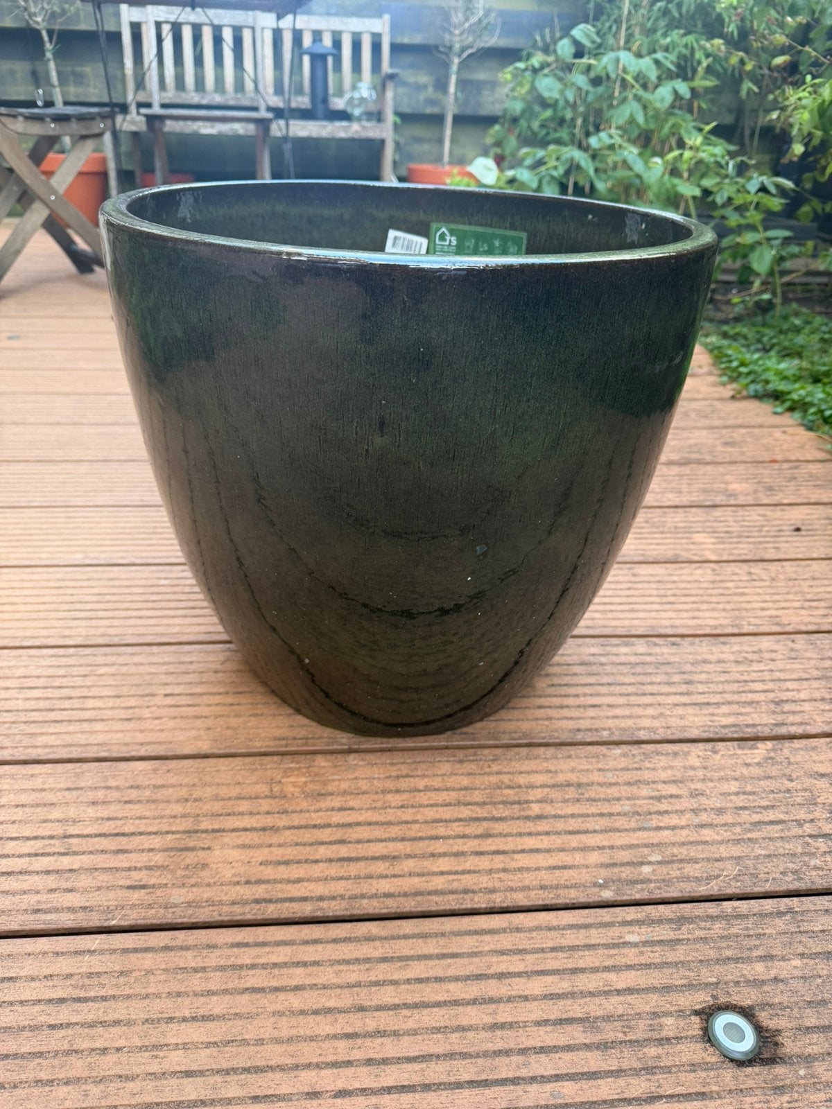 Keramische plantenpot groen 45cm, Tuin en Terras, Ophalen, Steen, Minder dan 60 cm, Rond