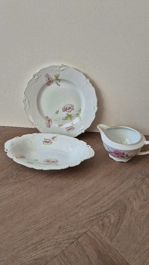 Romantische vintage porseleinen set • RCK Czechoslovakia, Ophalen, Gebruikt, Schaal of Schalen, Overige stijlen
