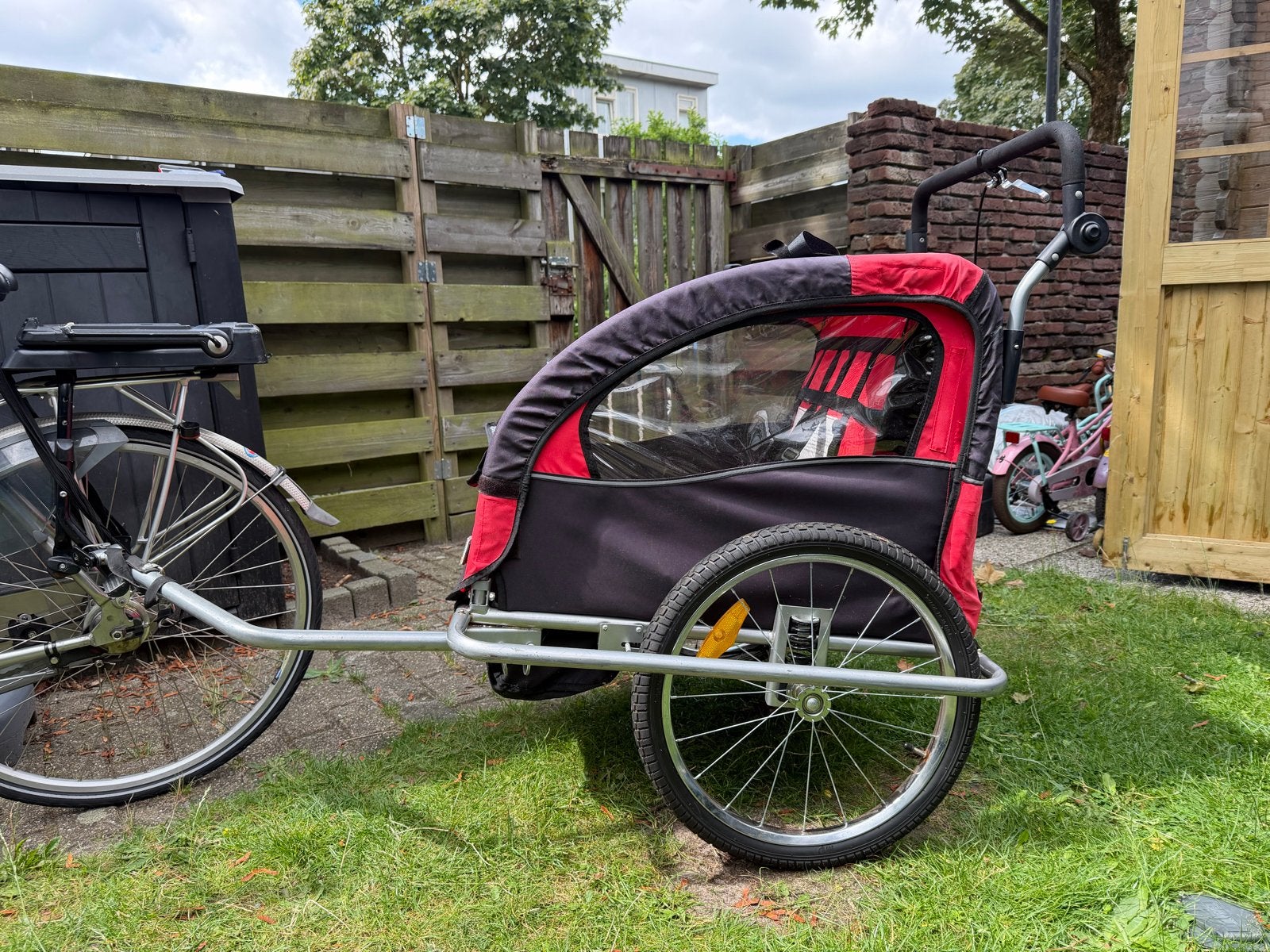 Fietskar/Buggy voor 1 of 2 kinderen - Weinig gebruikt, Ophalen, Gebruikt, Vering, Kinderkar