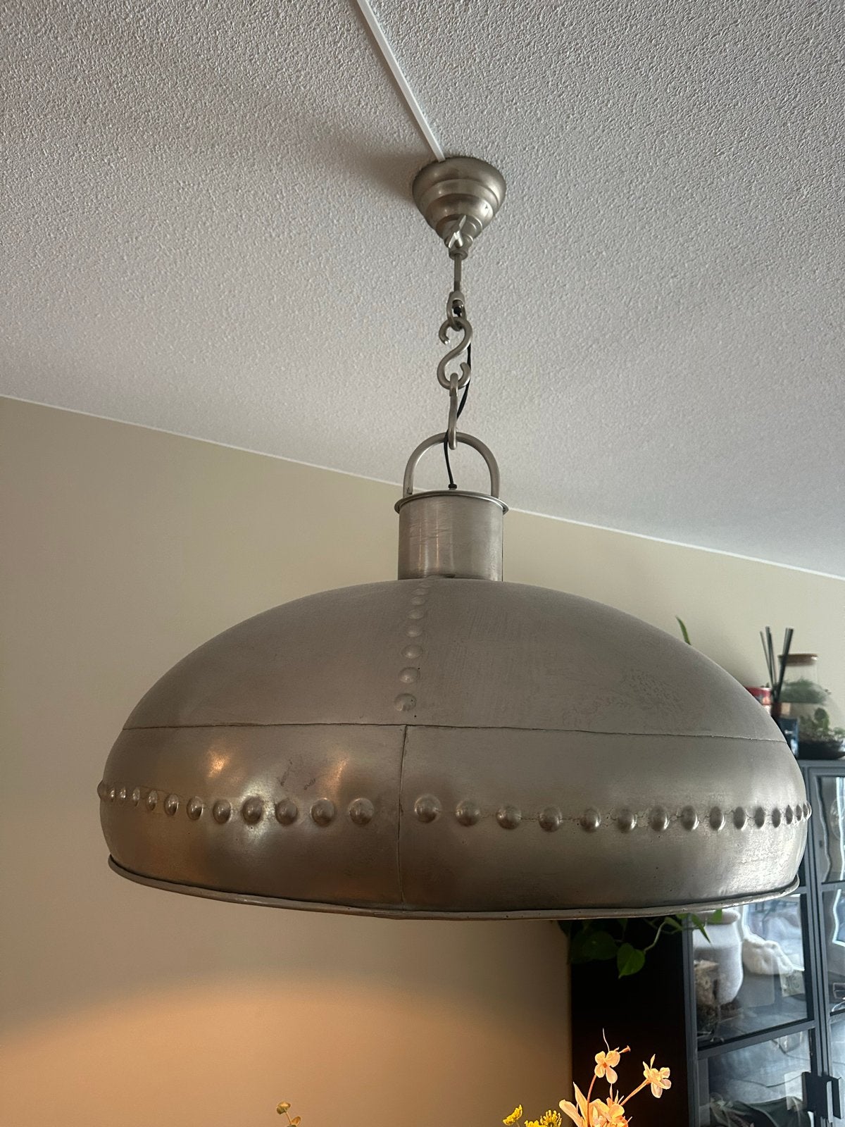 Prachtige grote industriële hanglamp, Ophalen, Zo goed als nieuw, Overige materialen, E27 (groot)