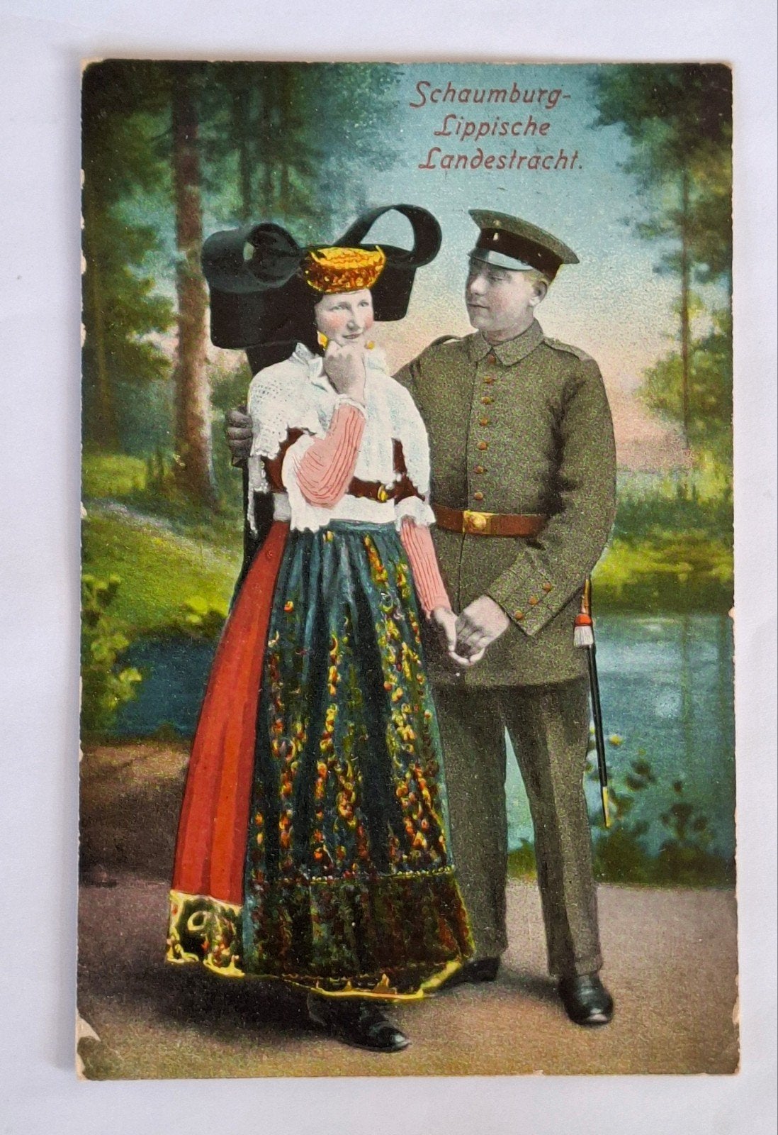 Ansichtkaart- WO1- Duitsland- klederdracht- soldaat, Verzamelen, Ophalen of Verzenden, Overige soorten, Overige gebieden, Foto of Poster