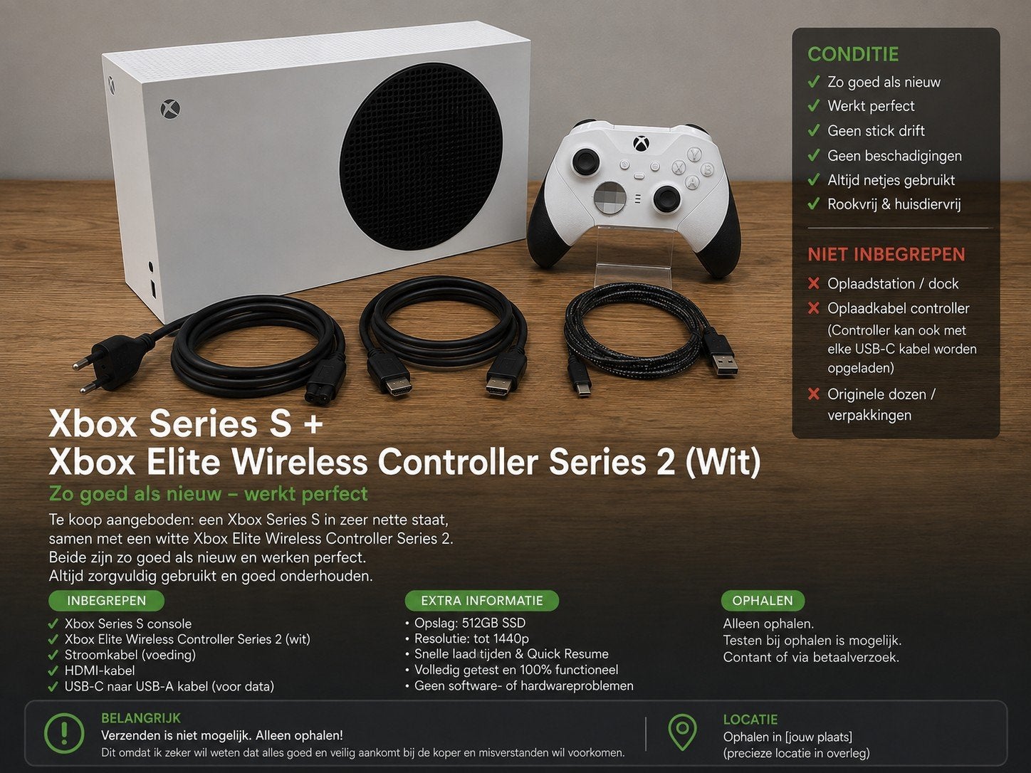Xbox Series S + Xbox Elite Wireless Controller Series 2 (Wit, Spelcomputers en Games, Spelcomputers | Xbox Series X en S, Ophalen
