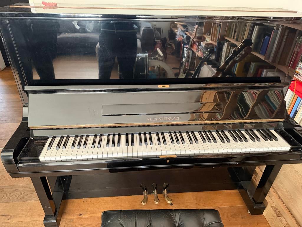 Alex Steinbach staande vleugel piano, Ophalen, Gebruikt, Zwart, Piano