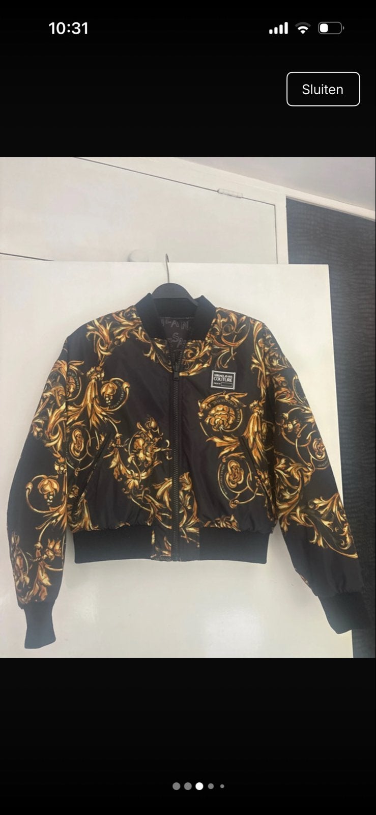Versace Jeans Couture Bomberjack Zwart Goud Barok Print, Ophalen, Nieuw, Maat 38/40 (M), Zwart