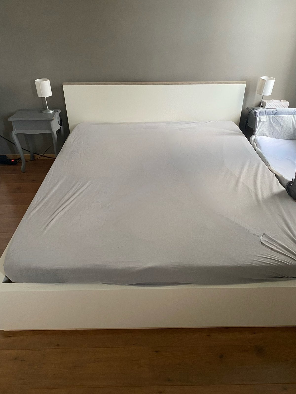 IKEA Malm bed 160x200 met verstelbare lattenbodem, Ophalen, Wit, Tweepersoons, 200 cm