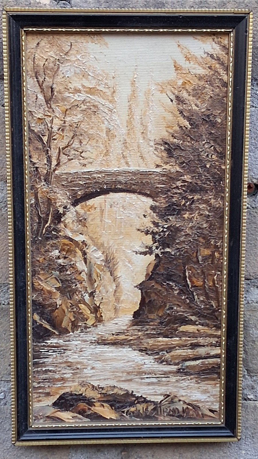 Tom Holland, Bergbeekje. Miniatuur. Olie/paneel. 15/27 cm., Antiek en Kunst, Kunst | Schilderijen | Klassiek, Ophalen, Paneel