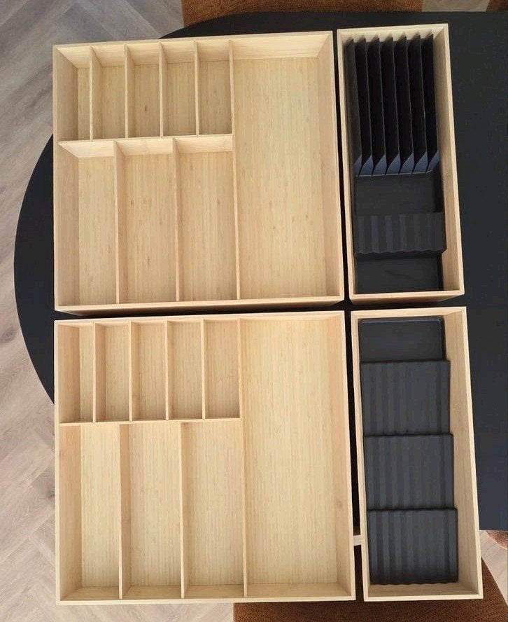 Bestekbakken bamboe Ikea - incl. kruiden- en messenhouder, Ophalen, Hout, IKEA, Zo goed als nieuw