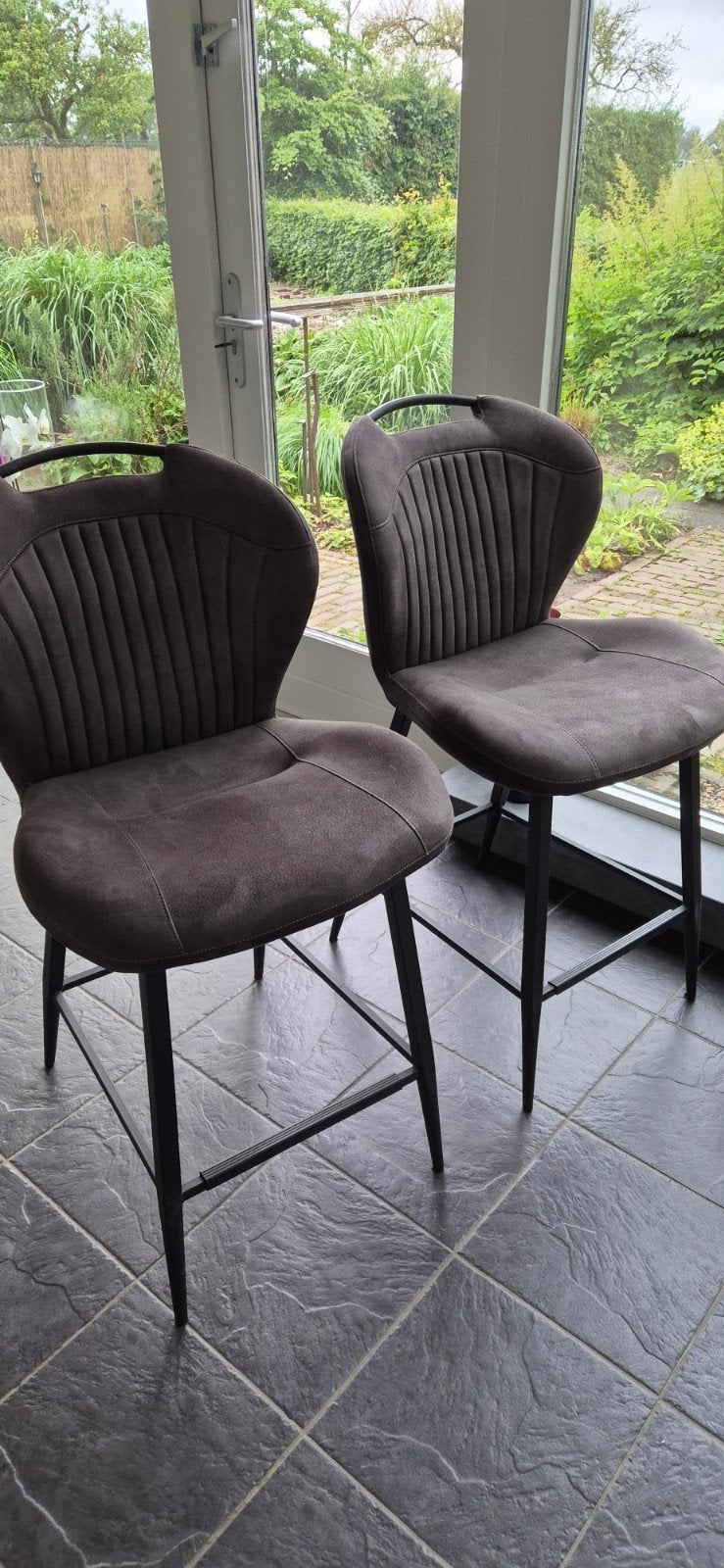 2 Barkrukken Tantini Pronto Antraciet, Ophalen, Kunststof, Met voetsteun, 60 tot 90 cm