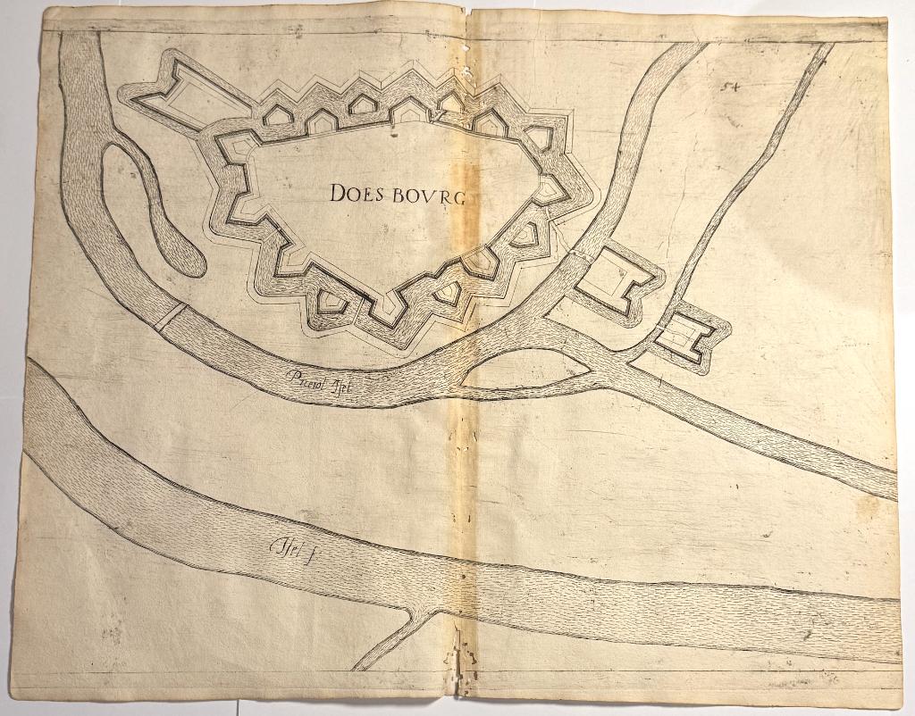 Doesburg Kaart Stadsplan 1673, Cartografie, Gravure, 41 cm, 34 cm
