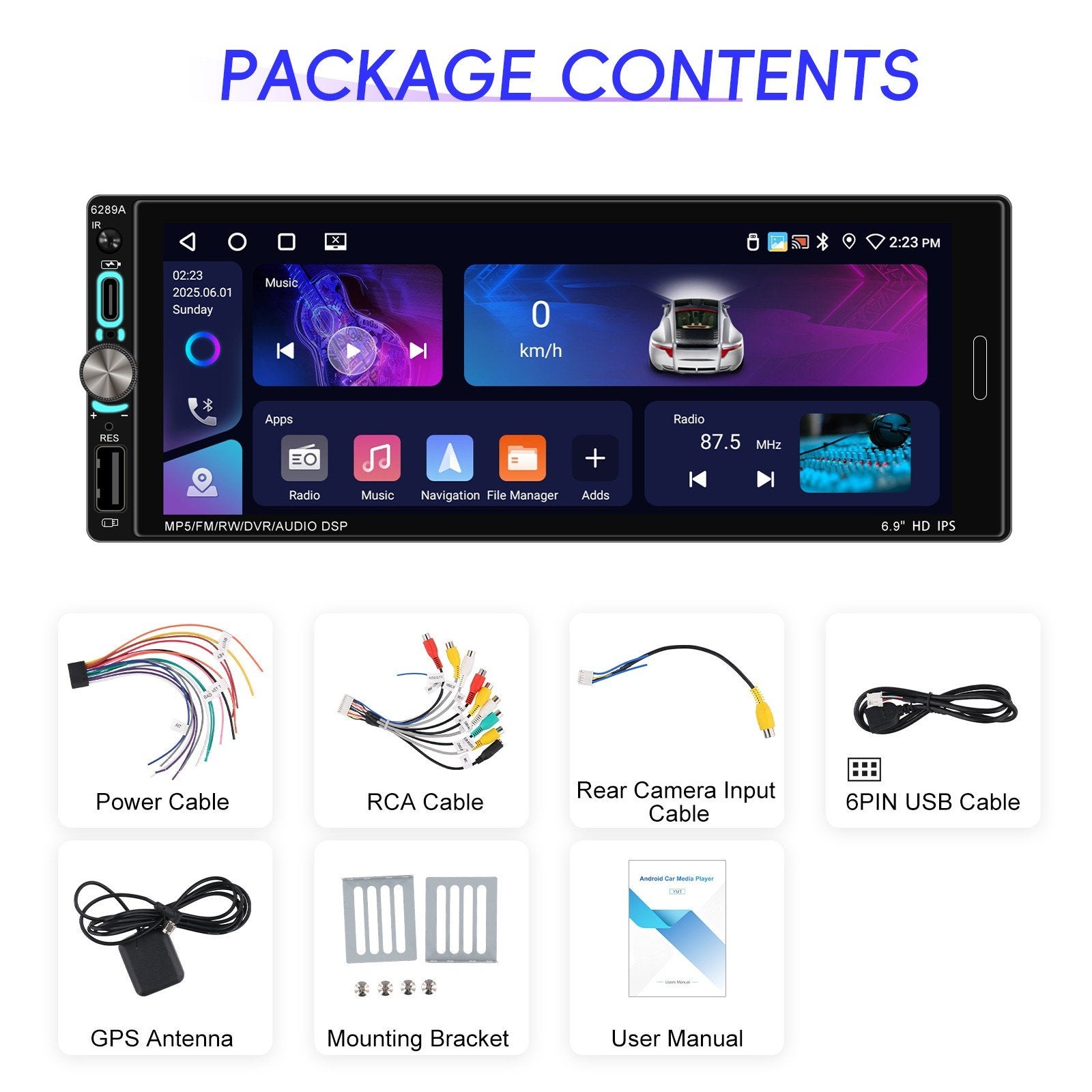 1DIN Android Autoradio met CarPlay & Android Auto, Ophalen of Verzenden, Nieuw
