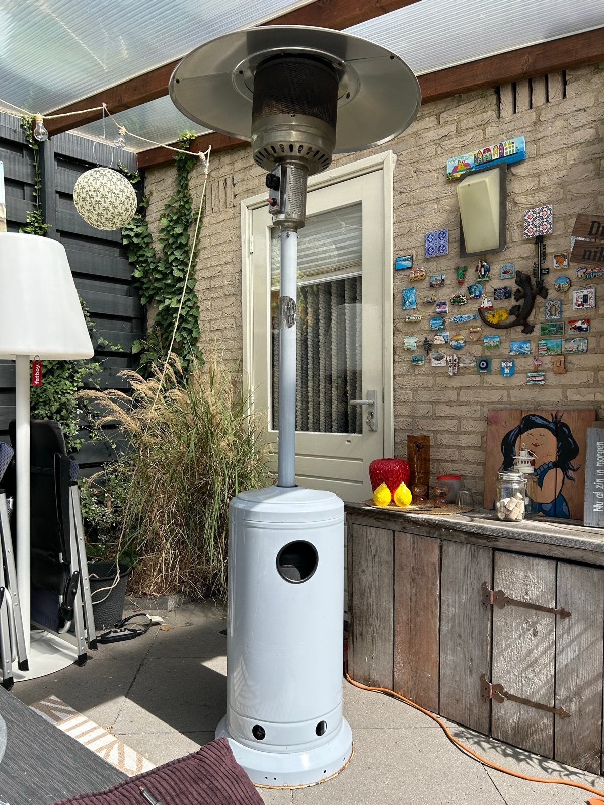 Terrasverwarmer op gas incl. hervulbare LPG fles - Gebruikt, Ophalen, Gebruikt, Gas, Vloer