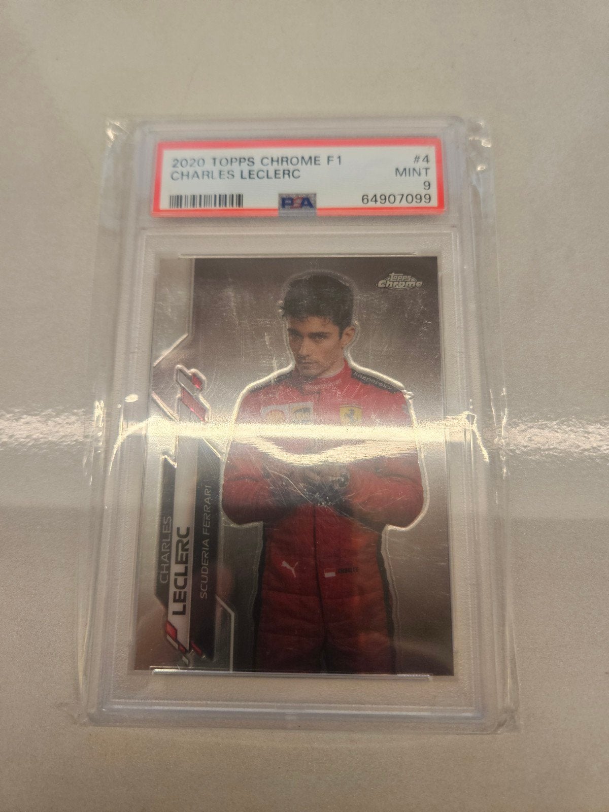 4 Charles leclerc portrait psa9 topps chrome f1 2020 ferrari, Ophalen of Verzenden, Nieuw, Plaatje