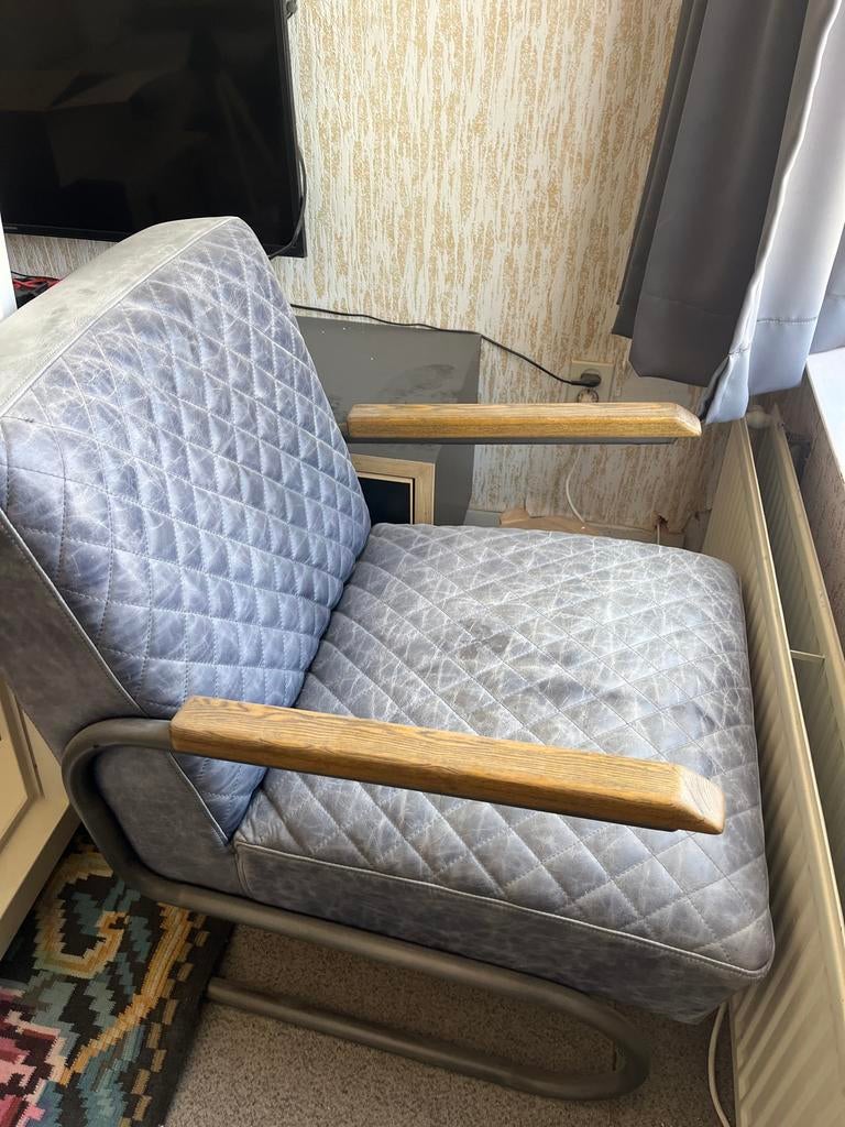 2x Comfortabele stoel met armleuningen - blauw, Ophalen, Gebruikt, Twee, Blauw