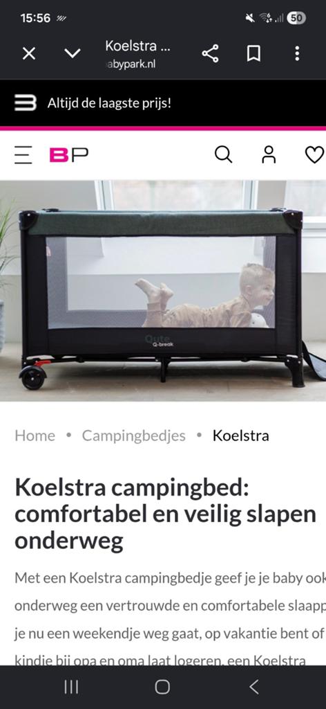 Campingbedje van het merk Koelstra, Kinderen en Baby's, Babywiegjes en Ledikanten, Ophalen of Verzenden, Zo goed als nieuw, Reisbedje