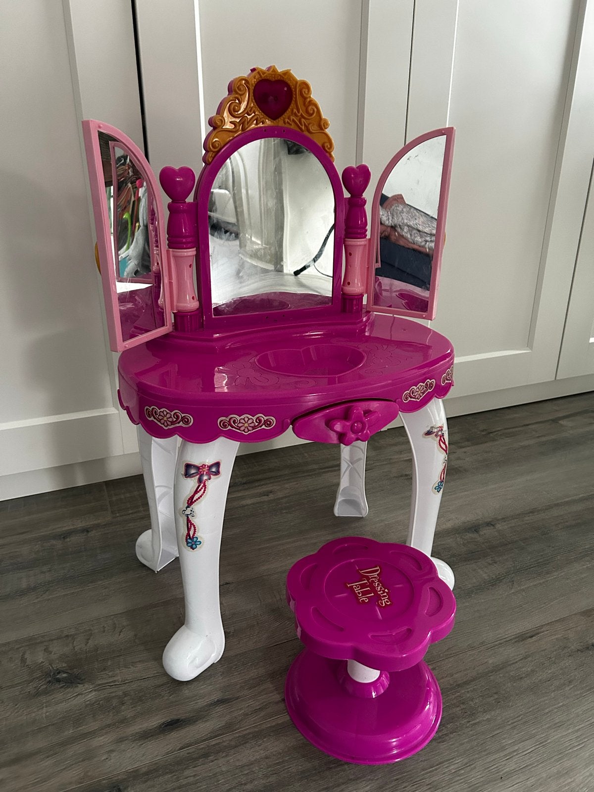 Roze kaptafel met krukje voor kinderen, Ophalen of Verzenden, Zo goed als nieuw, Meisje