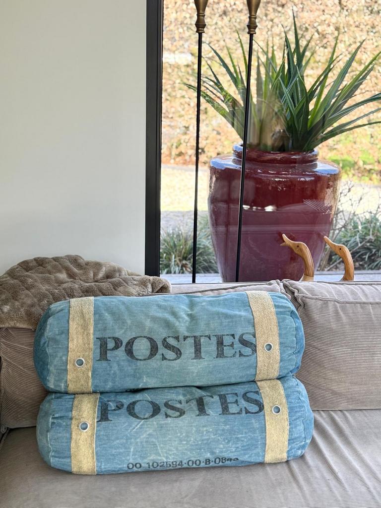 Bootkussen nekrol sierkussen rolkussen, 2st, Huis en Inrichting, Woonaccessoires | Kussens, Ophalen, Gebruikt, Blauw, Cilindervormig