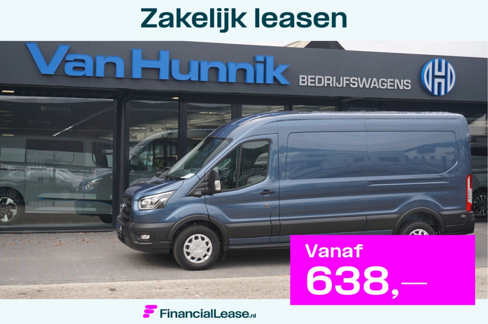 Ford Transit 350L L3H2 Trend AUT8 130PK BPM VRIJ! 12" Sync4, LED verlichting, 4 cilinders, Blauw, 2800 kg