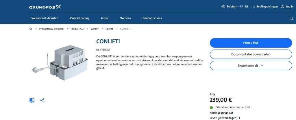 GRUNDFOS CONLIFT1 zo goed als nieuw, Minder dan 30 cm, Overige typen, Minder dan 60 cm, Ophalen of Verzenden
