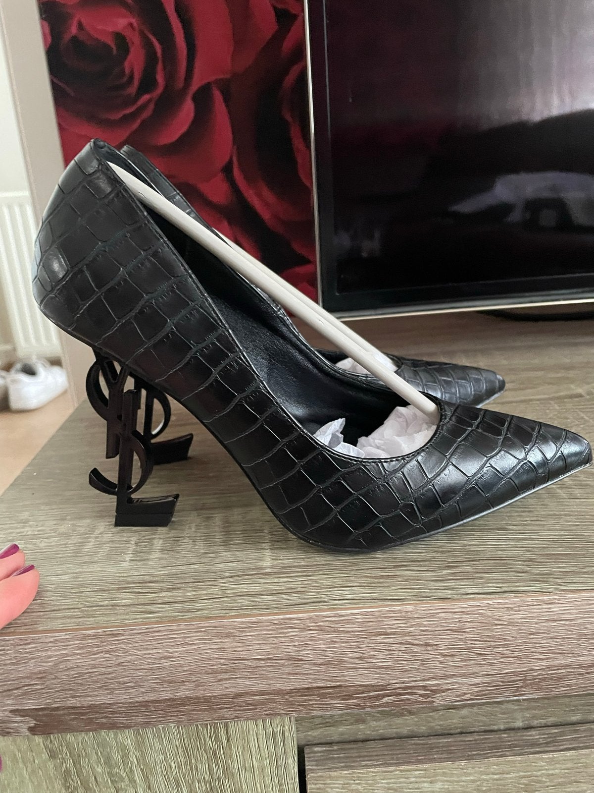 Saint Laurent Opyum Pumps Zwart Krokodillenleer Maat 36, Ophalen of Verzenden, Zo goed als nieuw, Zwart, Pumps