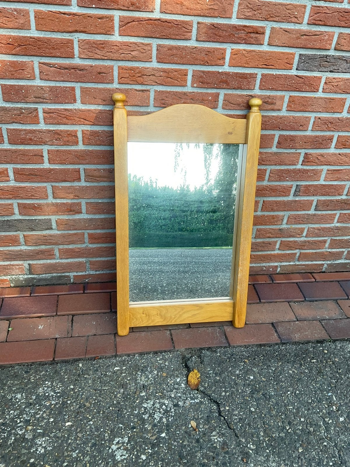 Spiegel in eiken lijst, Ophalen, Rechthoekig, 50 tot 100 cm, Minder dan 100 cm