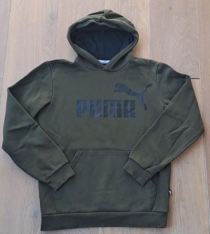 Puma donkergroene hoodie, sweater, maat 164, Gebruikt, Jongen of Meisje, Trui of Vest, Puma