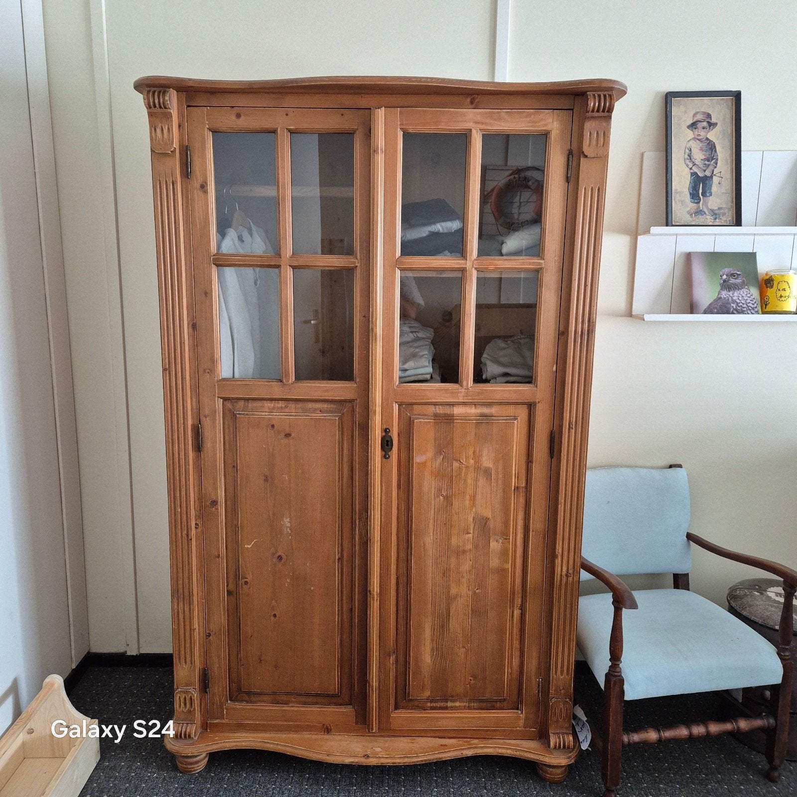 Te koop oude grenen babykast, Ophalen, Gebruikt, 50 tot 100 cm, Minder dan 100 cm