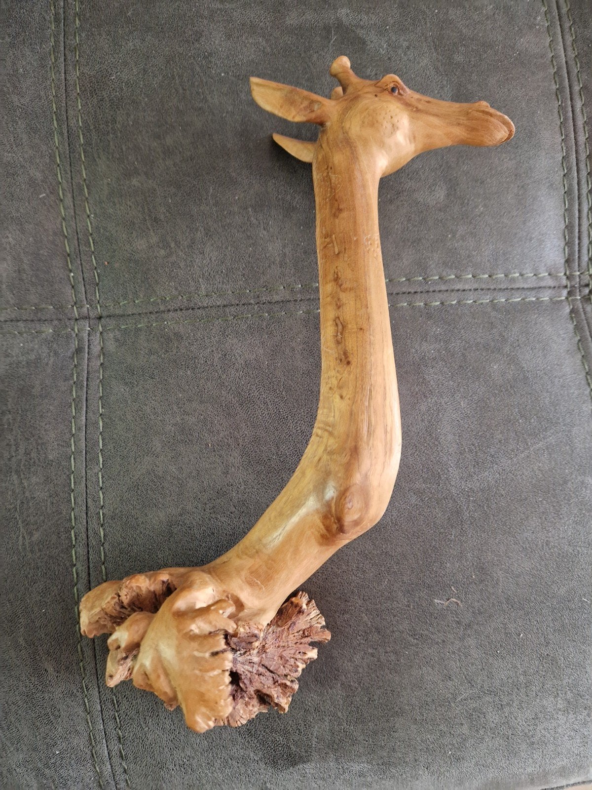 houten giraffen kop., Houtsnijwerk, Ophalen of Verzenden, Zoogdier, 20 - 50 cm