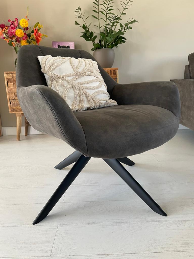 Stoel Leenbakker, Huis en Inrichting, Stoelen, Zo goed als nieuw, Eén, Stof, Grijs, Ophalen