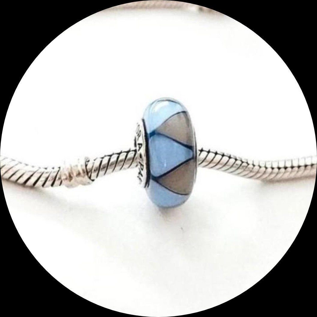 Pandora murano Blauwe Zigzag 790637, Glas of Kristal, Pandora, Ophalen of Verzenden, Zo goed als nieuw