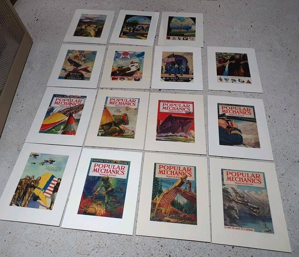 Popular Mechanics USA 15 prenten luchtvaart scheepvaart, Ophalen of Verzenden, Voor 1940, Overige onderwerpen