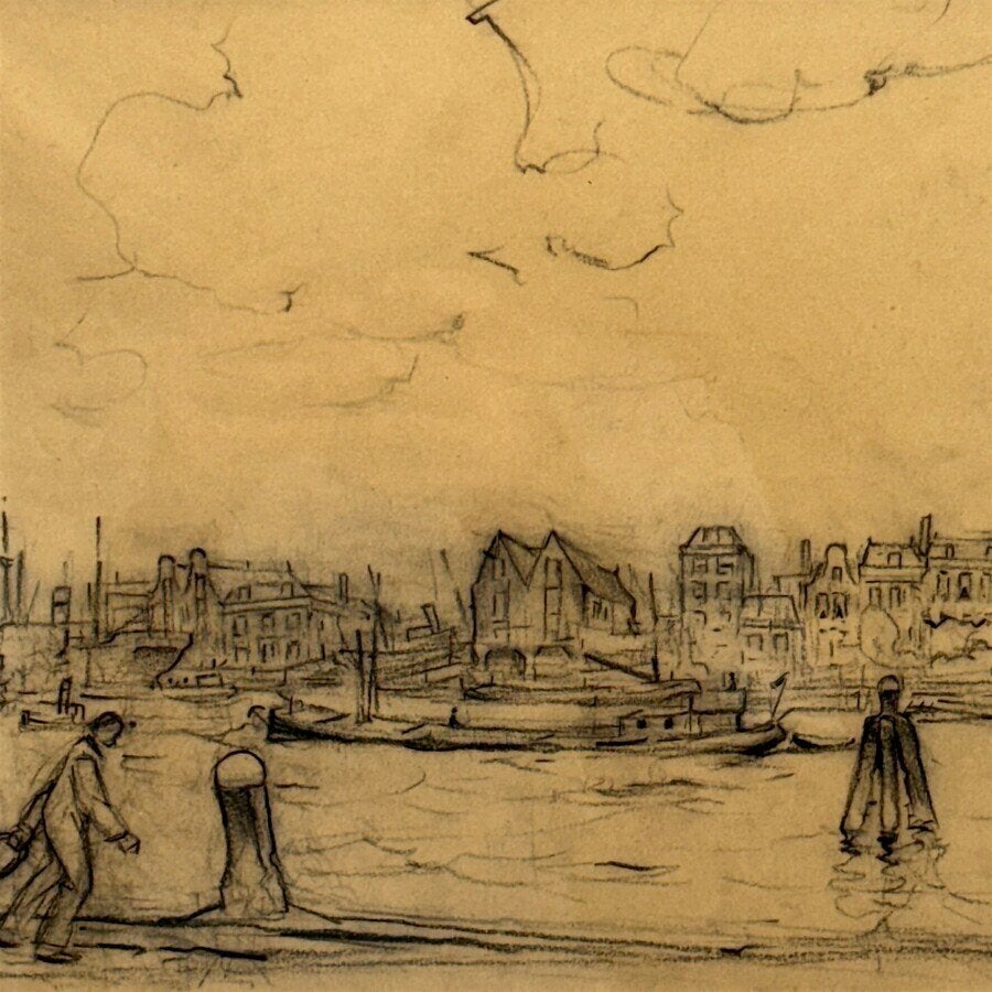 Piet Hein van Asperen (1895-1969) - stadsgezicht, Ophalen of Verzenden