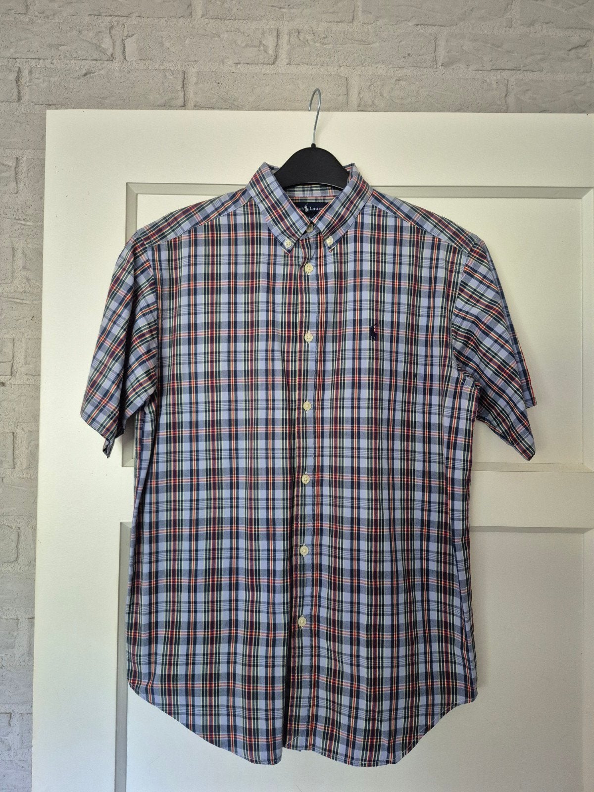 Overhemd Ralph Lauren korte mouw, maat L (14/16), Overhemd of Blouse, Ophalen of Verzenden, Zo goed als nieuw, Jongen
