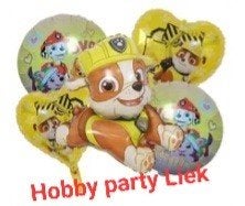 Paw patrol rubble 5 delige set ballonnen nr P06A, Ophalen of Verzenden, Nieuw, Versiering, Verjaardag