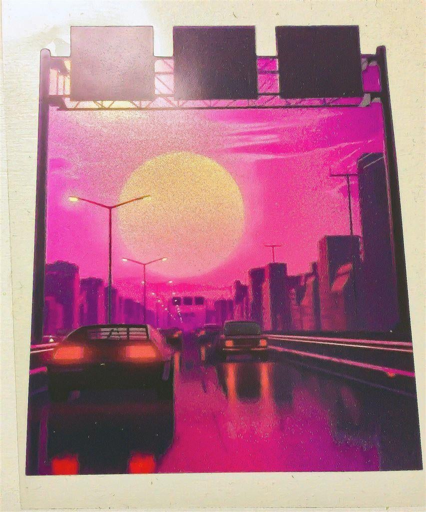 OUTRUN ZON en auto Vaporwave Synthwave Aesthetic STICKER, Verzamelen, Stickers, Verzenden, Nieuw, Bedrijf of Vereniging