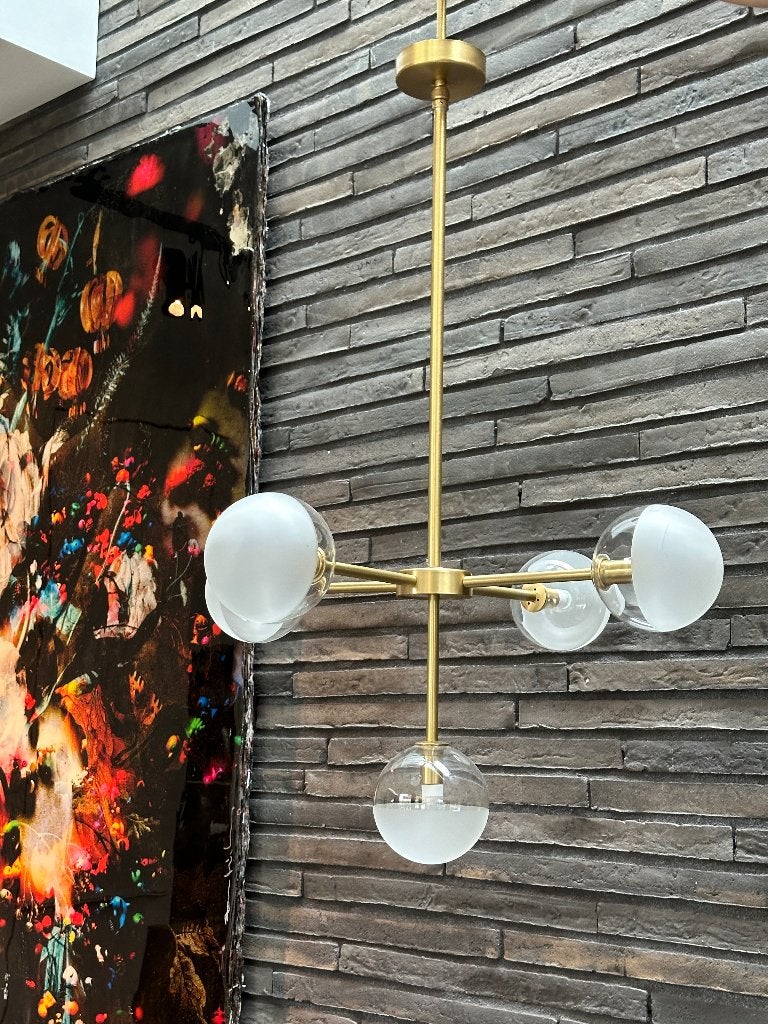 II Fanale Molecola hanglamp in natuurlijk messing en glas, Huis en Inrichting, Lampen | Hanglampen, Ophalen, Gebruikt, Metaal